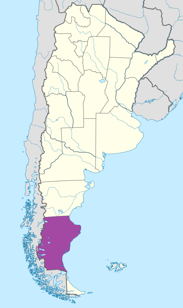 Mapa de ubicación de la provincia de Santa Cruz en Argentina.