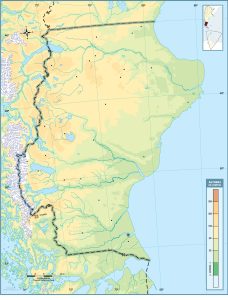 Mapa topográfico en blanco de la provincia de Santa Cruz (Argentina).