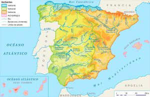 Mapa de los principales ríos y embalses de España.