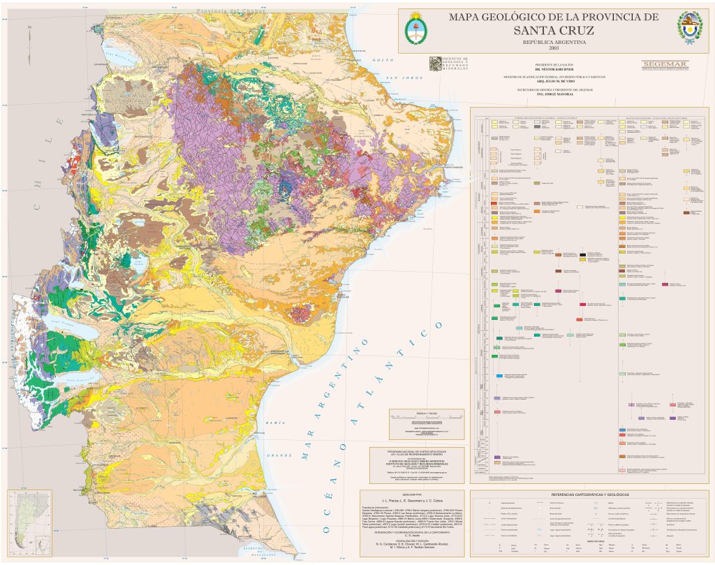 Mapa geológico de la provincia de Santa Cruz (Argentina).