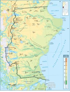 Mapa topográfico de la provincia de Santa Cruz (Argentina).