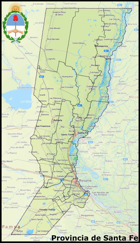 Mapa de la provincia de Santa Fe.