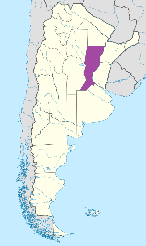 Mapa de ubicación de la provincia de Santa Fe en Argentina.