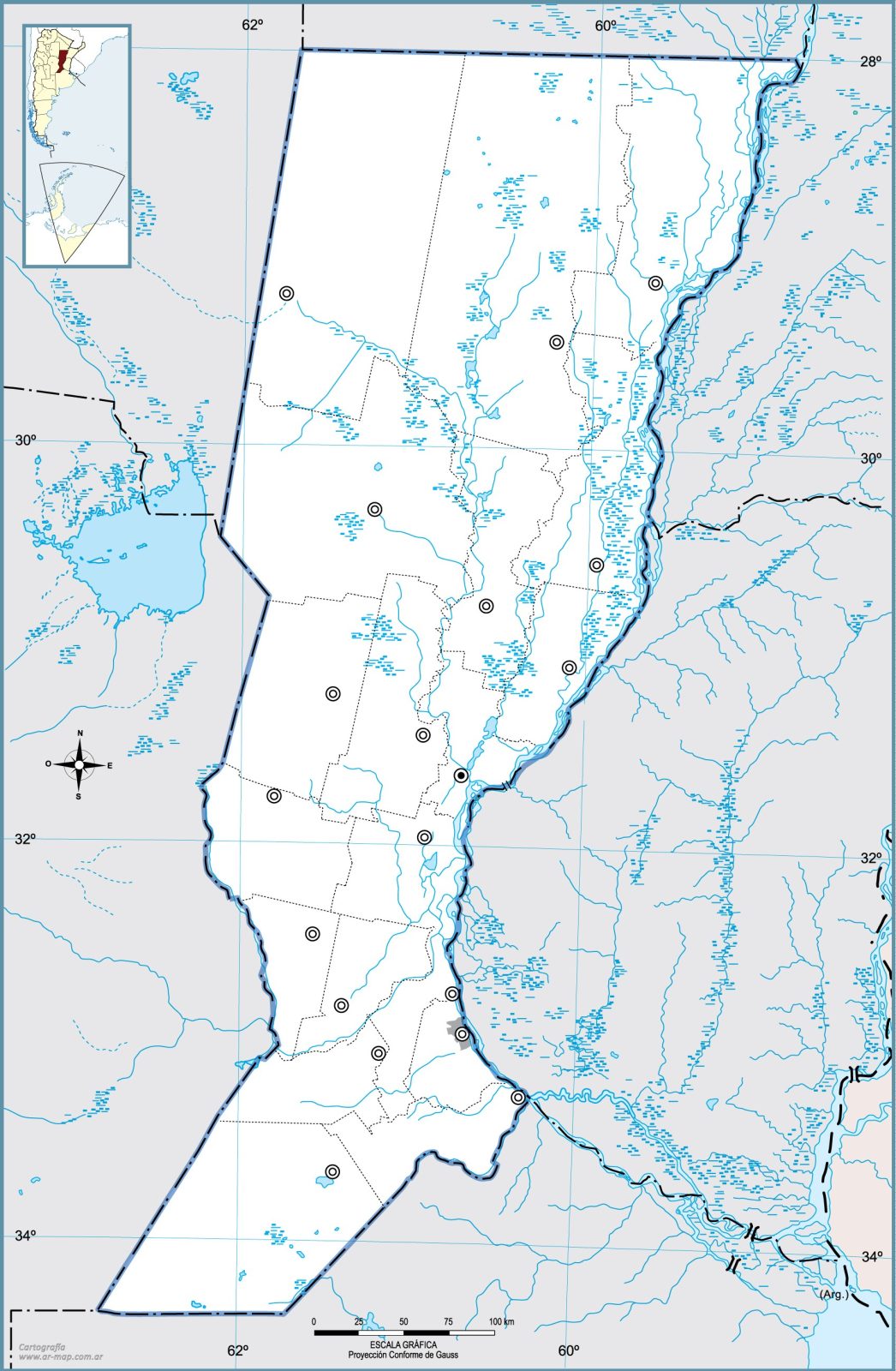 Mapa mudo de la provincia de Santa Fe - Galería de mapas