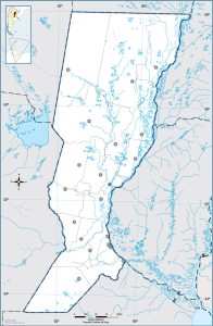 Mapa político mudo de la provincia de Santa Fe.