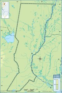 Mapa topográfico en blanco de la provincia de Santa Fe.