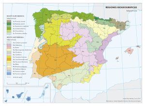 Mapa de las regiones biogeográficas de España 2017. 