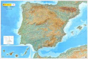 Mapa físico grande de España 2021.