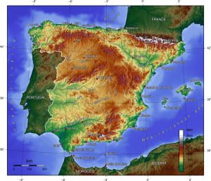 Mapa topográfico del Reino de España.