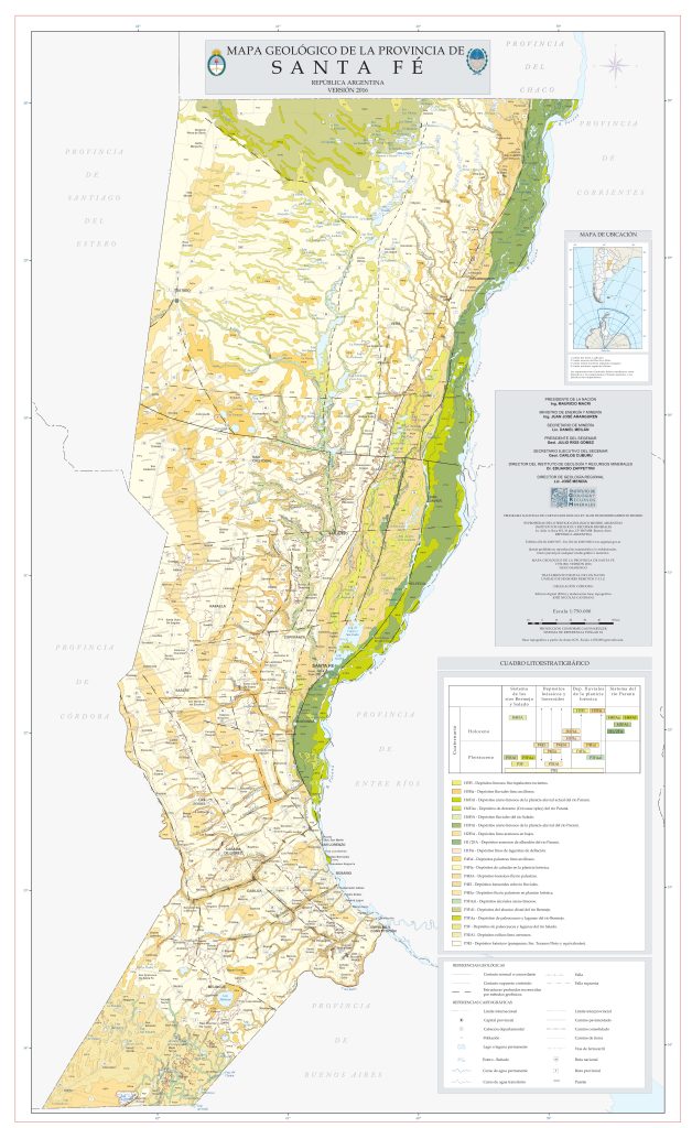Mapa geológico de la provincia de Santa Fe.