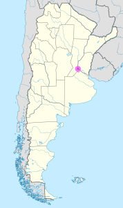 Mapa de ubicación de la ciudad de Córdoba en Argentina.