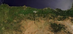 Imagen de satélite de la Cordillera Cantábrica.