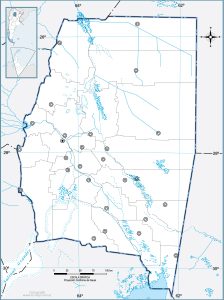 Mapa político mudo de la provincia de Santiago del Estero.