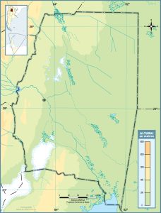 Mapa topográfico en blanco de la provincia de Santiago del Estero.