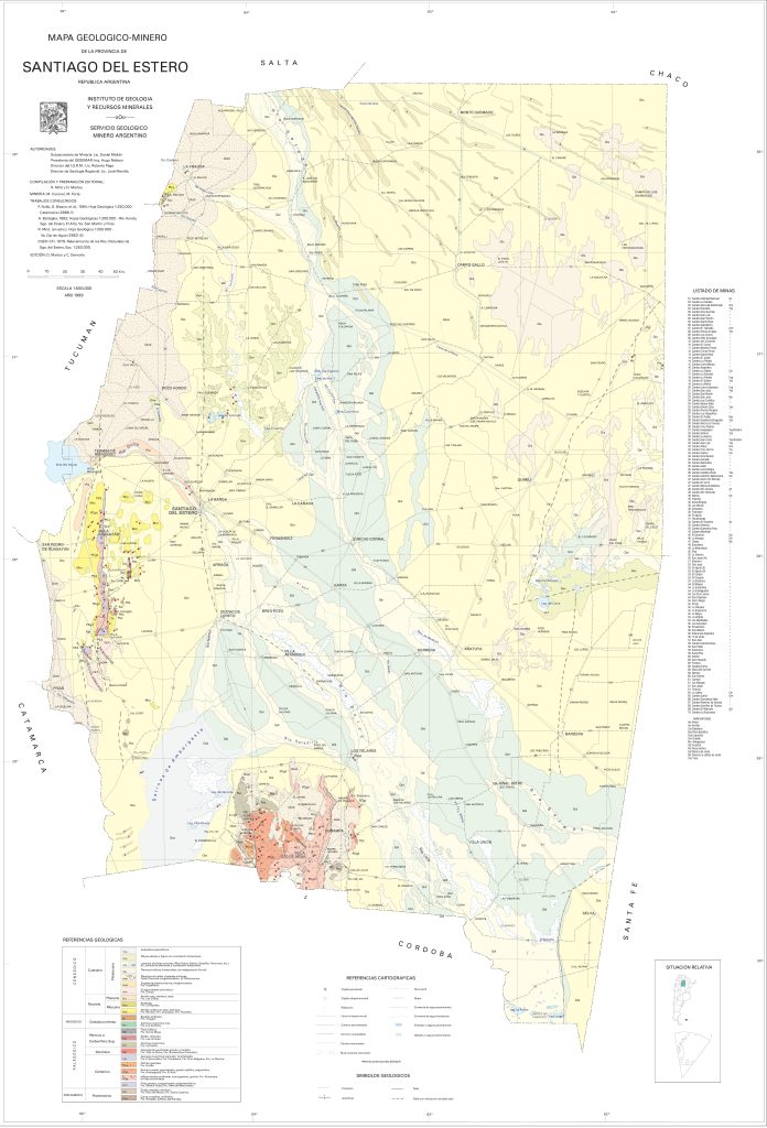 Mapa geológico de la provincia de Santiago del Estero.