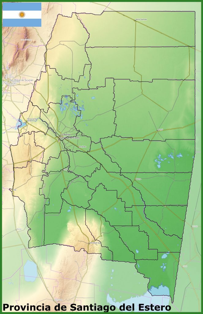 Mapa físico de la provincia de Santiago del Estero.