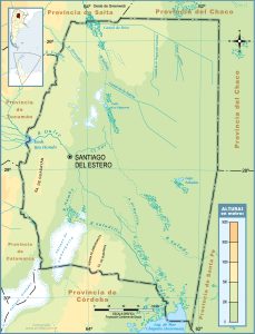 Mapa topográfico de la provincia de Santiago del Estero.