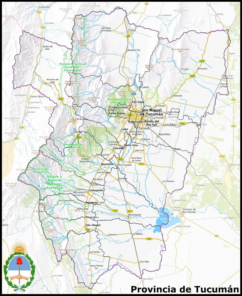 Mapa de la provincia de Tucumán.