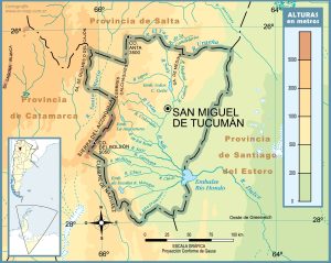 Mapa topográfico de la provincia de Tucumán.