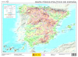 Mapa físico-político de España.
