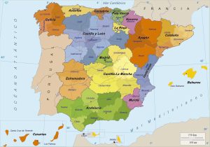 Mapa político del Reino de España.