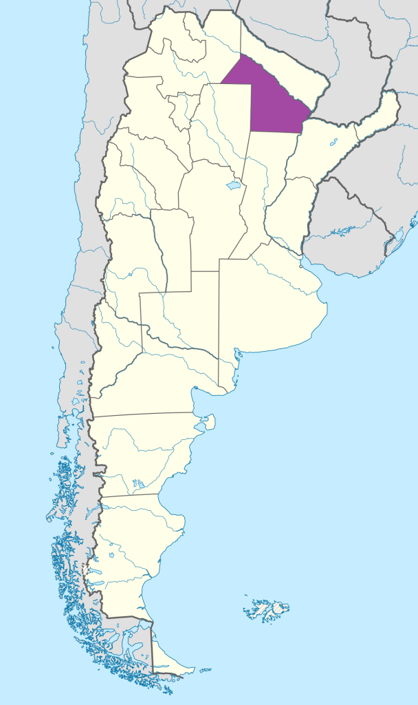 Mapa de ubicación de la provincia del Chaco en Argentina.