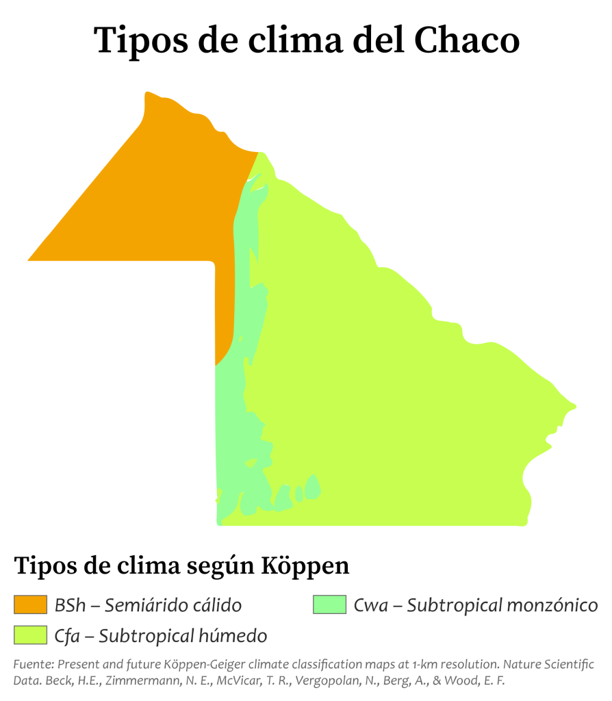 Mapa climático de la provincia del Chaco.