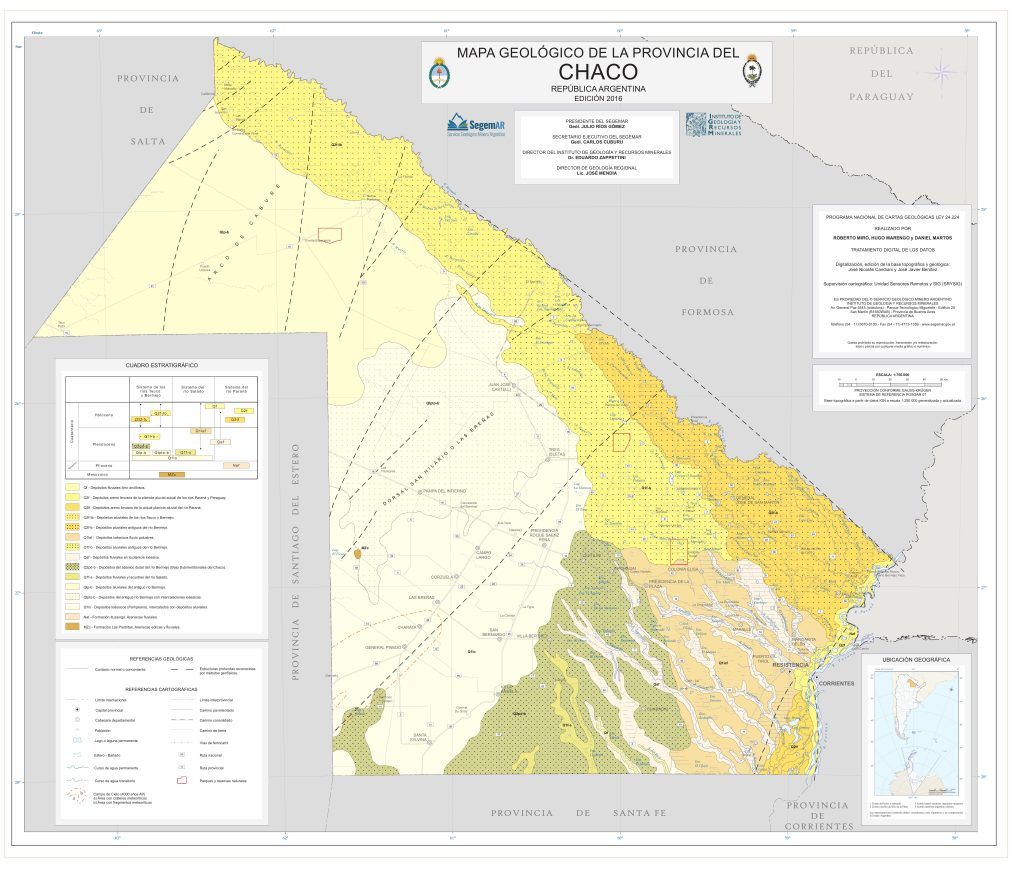 Mapa geológico de la provincia del Chaco.
