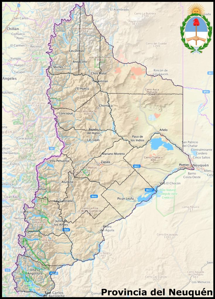 Mapa de la provincia del Neuquén.