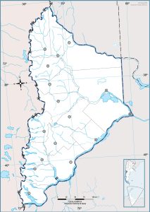 Mapa político mudo de la provincia del Neuquén.