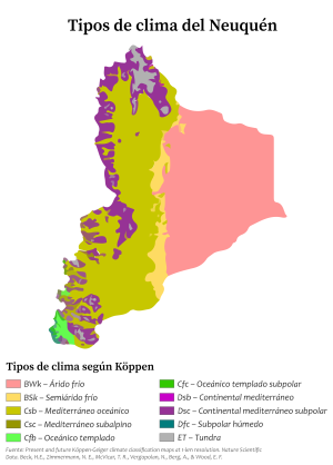 Mapa climático de la provincia del Neuquén