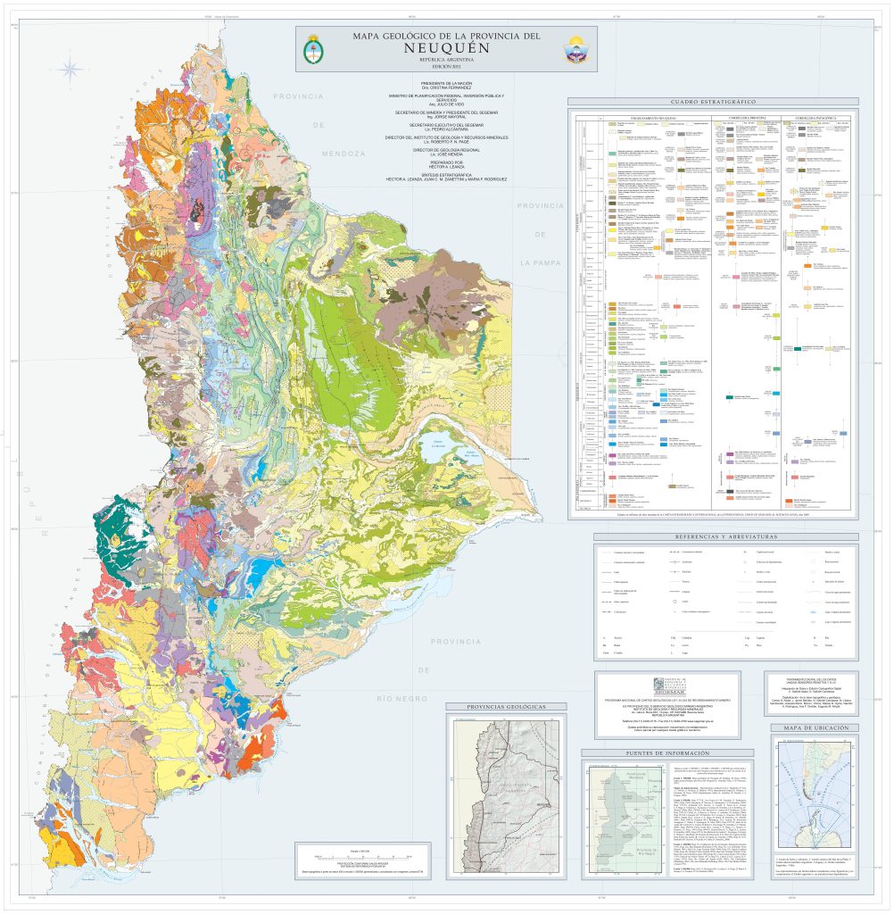 Mapa geológico de la provincia del Neuquén.
