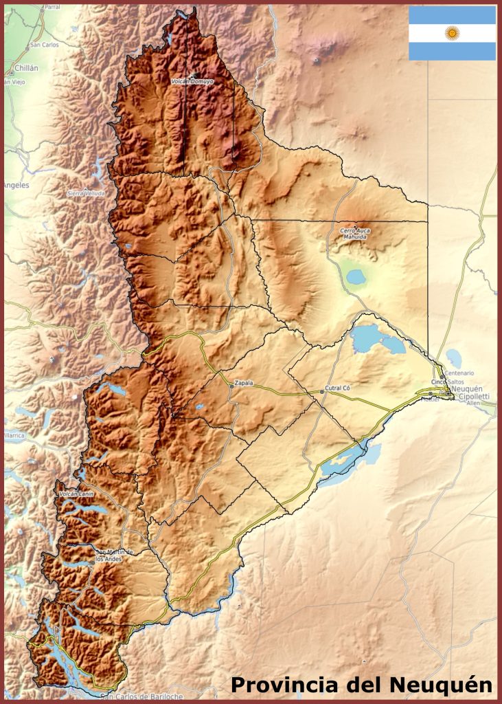 Mapa físico de la provincia del Neuquén.