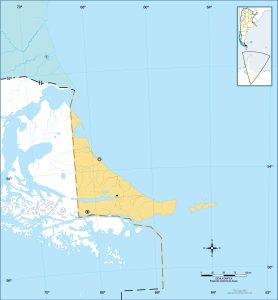 Mapa político mudo de la provincia de Tierra del Fuego.