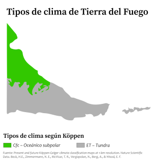Mapa climático de la provincia de Tierra del Fuego