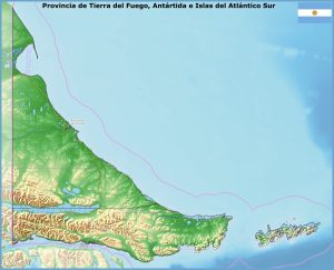 Mapa físico de la provincia de Tierra del Fuego