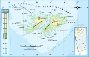 Mapa de las islas Malvinas.