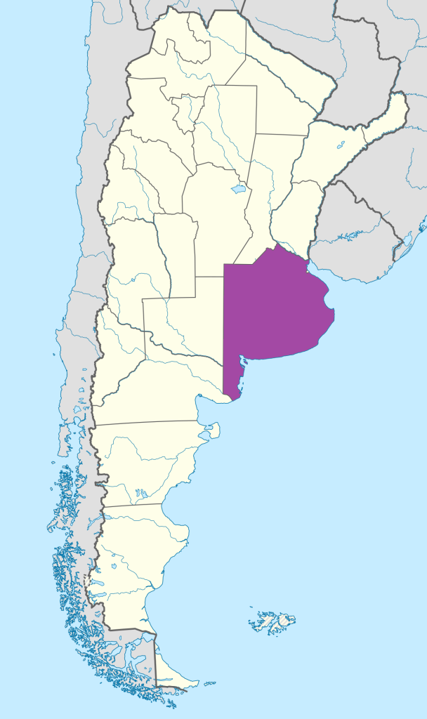 Mapa de ubicación de la provincia de Buenos Aires en Argentina..