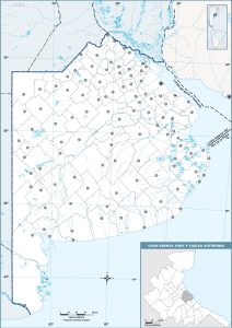 Mapa político mudo de la provincia de Buenos Aires.