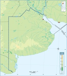 Mapa topográfico en blanco de la provincia de Buenos Aires.