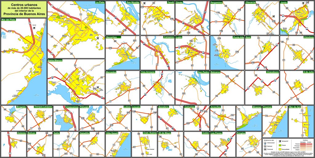 Ciudades de más de 20.000 habitantes en el interior de la provincia de Buenos Aires.