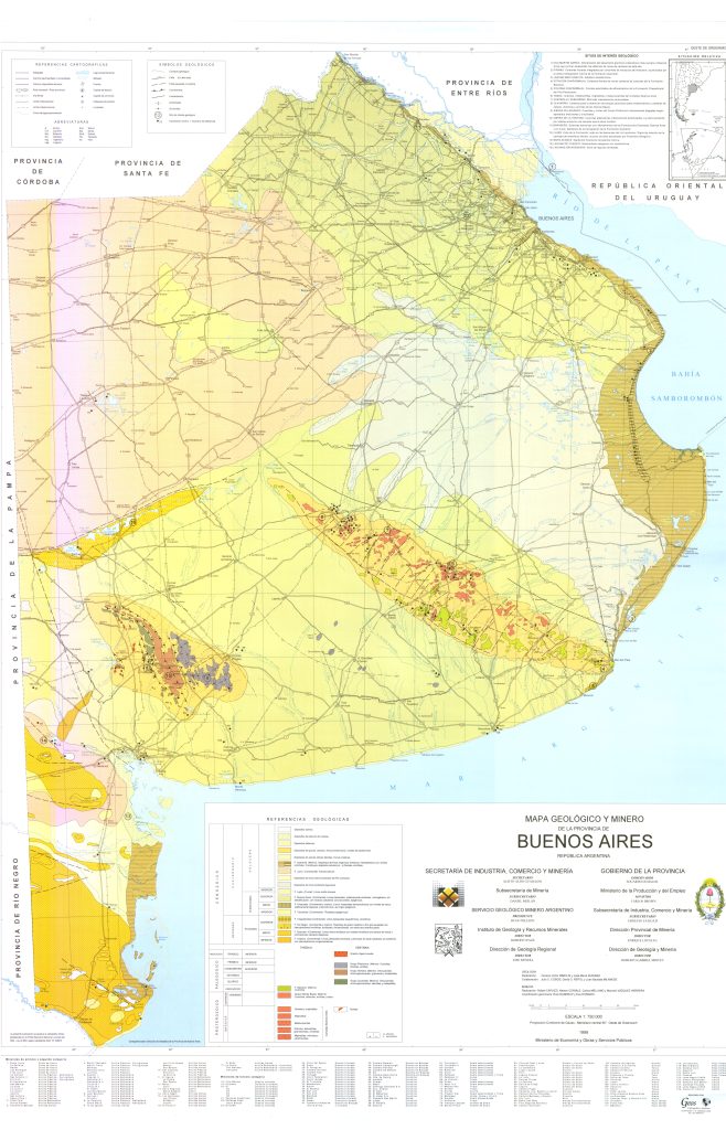 Mapa geológico de la provincia de Buenos Aires.