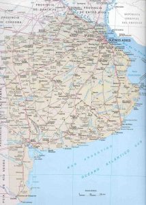 Mapa de relieve sombreado de la provincia de Buenos Aires.