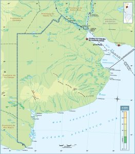 Mapa topográfico de la provincia de Buenos Aires.