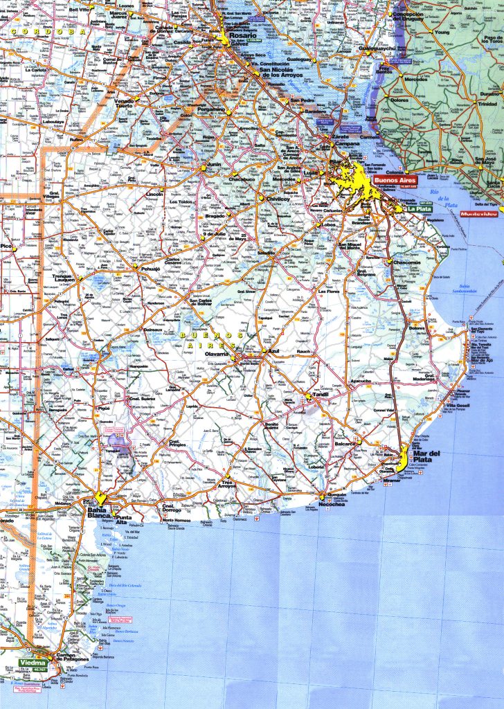Mapa de carreteras de la provincia de Buenos Aires.