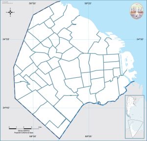 Mapa en blanco de los barrios de la ciudad de Buenos Aires.