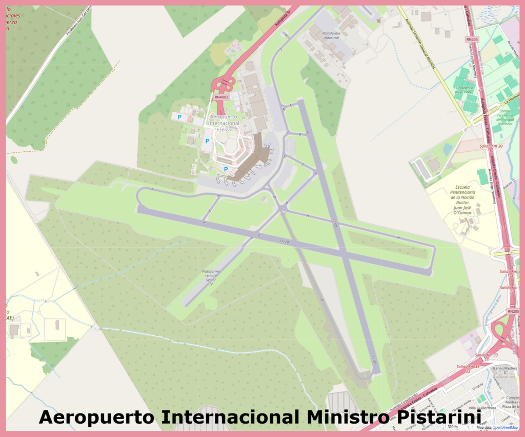 Plano del Aeropuerto Internacional Ministro Pistarini.