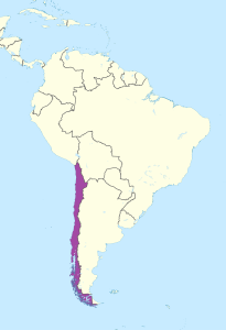 Mapa de ubicación de Chile en América del Sur.