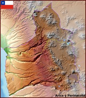 Mapa físico de la región de Arica y Parinacota