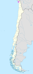 Mapa de ubicación de la ciudad de Arica en Chile.